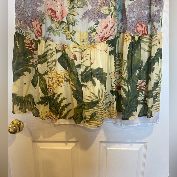 Vintage Flowers 100% Rayon MIDI Lined Skirt - Picture 11 of 13